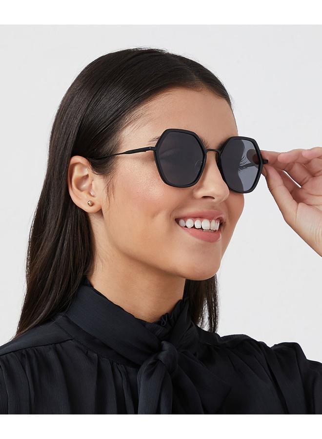 30 سندايز نظارات شمسية نسائية هندسية للحماية من الأشعة فوق البنفسجية لون أسود رمادي - Image 5