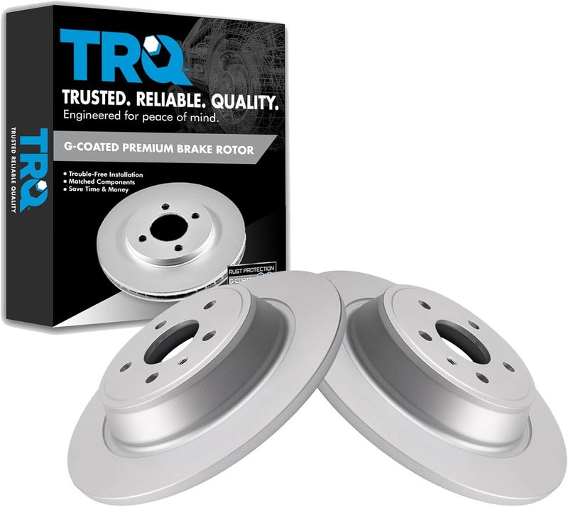 TRQ Rear Brake Rotor Set G Coated Solid Compatible with 2017-2019 Ford Escape 2013-2020 Fusion 2015-2019 Lincoln MKC 2013-2016 MKZ - Image 1