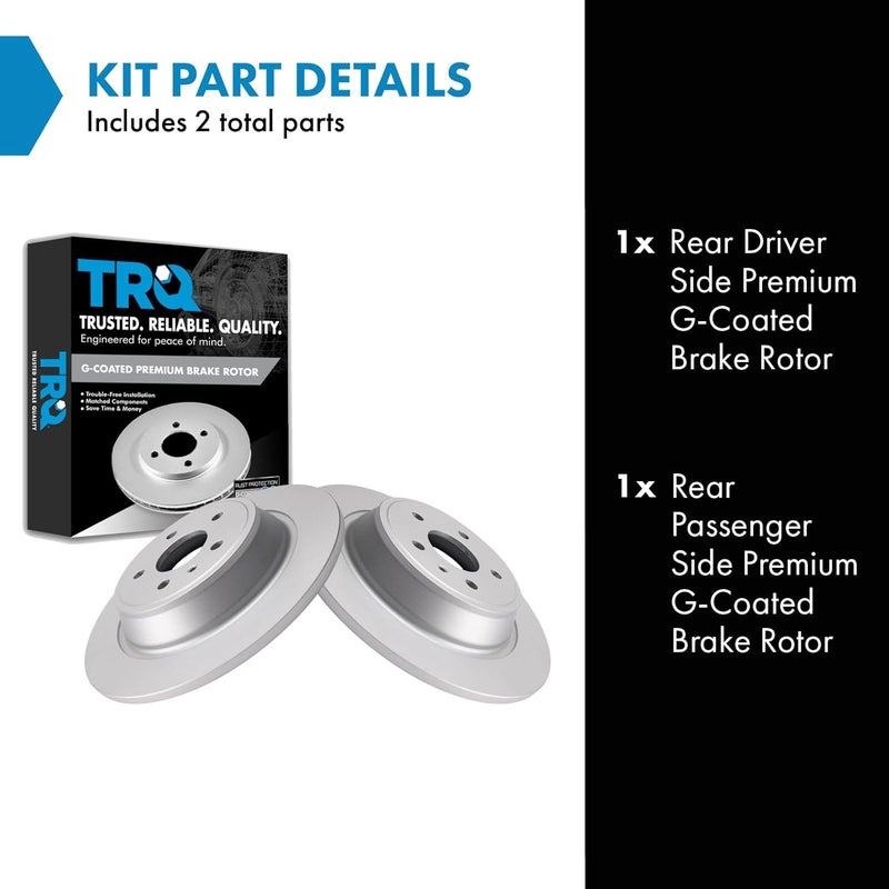 TRQ Rear Brake Rotor Set G Coated Solid Compatible with 2017-2019 Ford Escape 2013-2020 Fusion 2015-2019 Lincoln MKC 2013-2016 MKZ - Image 2