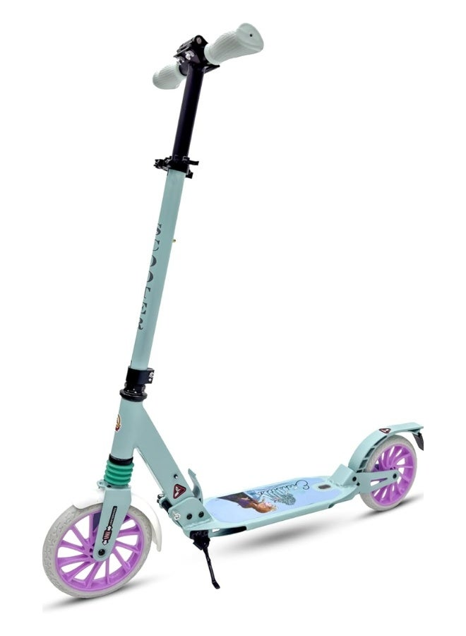 سكوتر Rally ذو العجلتين للأطفال واليافعين +10 سنوات | عجلات PU مقاس 200 مم، هيكل خفيف الوزن قابل للطي، مقود قابل للتعديل بـ5 مستويات وفرامل قدم خلفية، يتحمل حتى 100 كجم | سكوتر حضري بعجلات كبيرة - Image 1