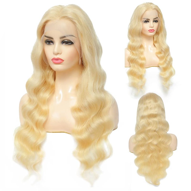 Loyom 613 Body Wave Lace Front Wig Human Hair 10a Brazilian 13x4 Blonde Lace Frontal Wigs 200 Density Pre Plucked Bleached Knots with Baby Hair 24 inch - Image 2