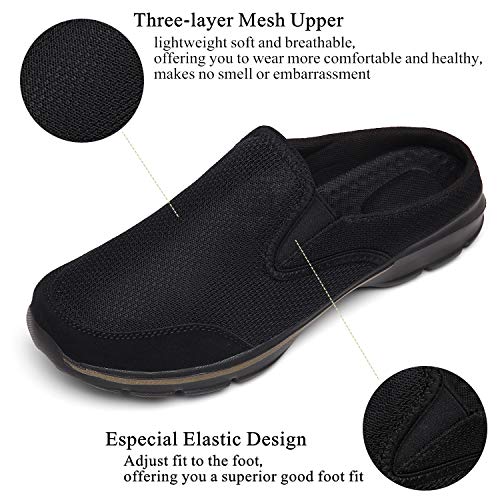 INMINPIN Unisex Slippers Casual Clog House Shoes Comfort Slip-On Walking Mules with Indoor Outdoor Anti-Skid Sole for Men and Women, All Black, 12.5 Women/11 Men - Image 2