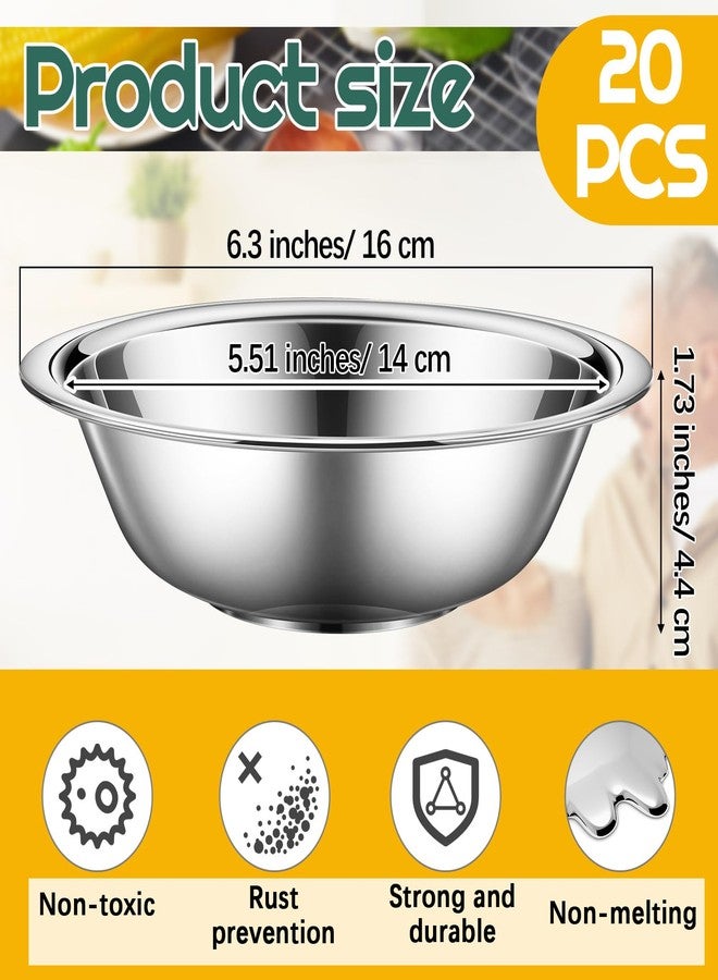 Tioncy 20 Pack Small Stainless Steel Mixing Bowls 6.3 Inch Wide Food Prep Bowls Set Metal Baking Prep Reusable for Kitchen Cooking Ingredient Salad Serving - Image 2