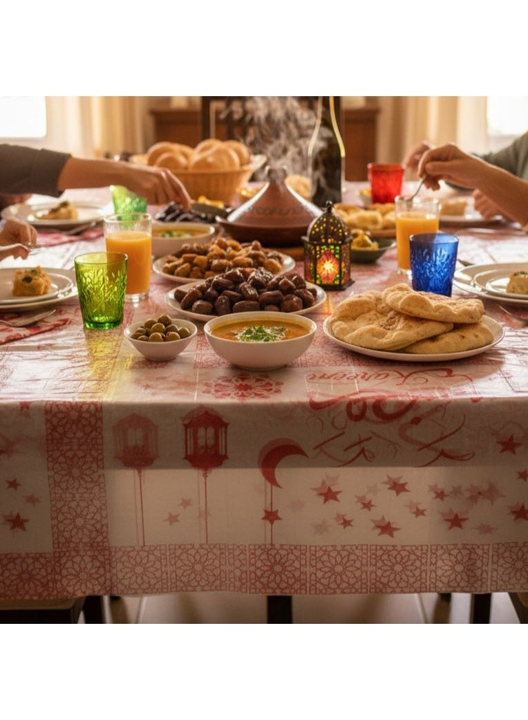 3-Piece Ramadan Plastic Tablecloth Roll Set - Multicolored Traditional Designs - Image 2