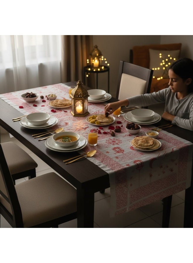 3-Piece Ramadan Plastic Tablecloth Roll Set - Multicolored Traditional Designs - Image 3