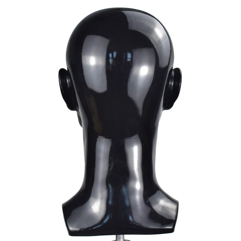 Ba Sha PVC Mannequin Head Black Male Manikin Dummy Stand Model Display Hat Scarf Wigs Hair Glasses Hat Beauty Styling Tool with Mount Hole - Image 3