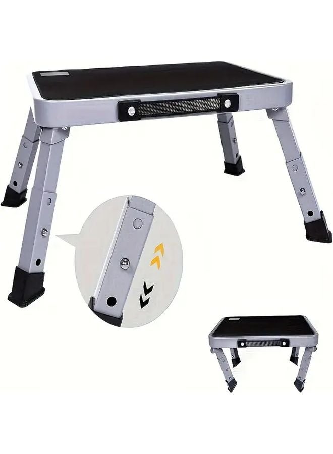 1pc Heavy Duty Metal Folding Ladder Adjustable Height Non Slip 330 Lbs Capacity - Image 2