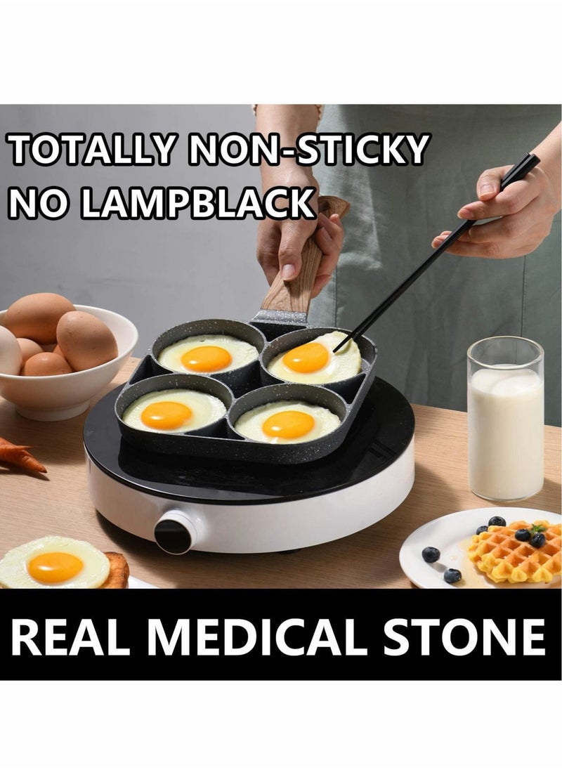 Excefore - Egg Pan,4-Cup Nonstick Egg Frying Pan,Easy Clean Egg Cooker Omelet Pan For Breakfast Swedish Pancake,Crepe Pan,Compatible with all heat sources(3-inch eggs) - Image 1