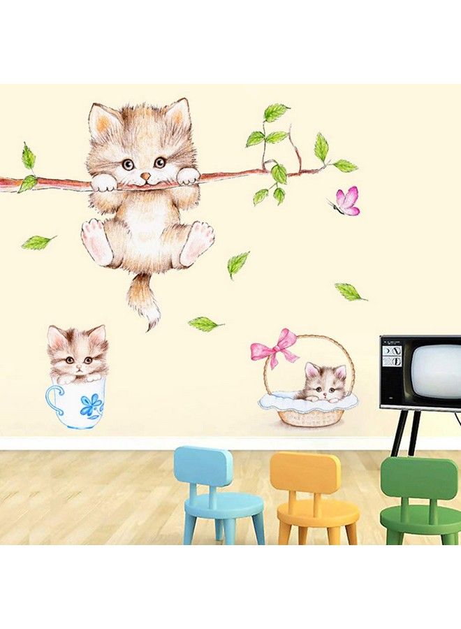 Kiddale Cute Cat Wall Decalsremovable Cat Tree Branches Butterfly Wall Stickers For Kids Rooms Nursery Playroom Home Decoration - Image 5