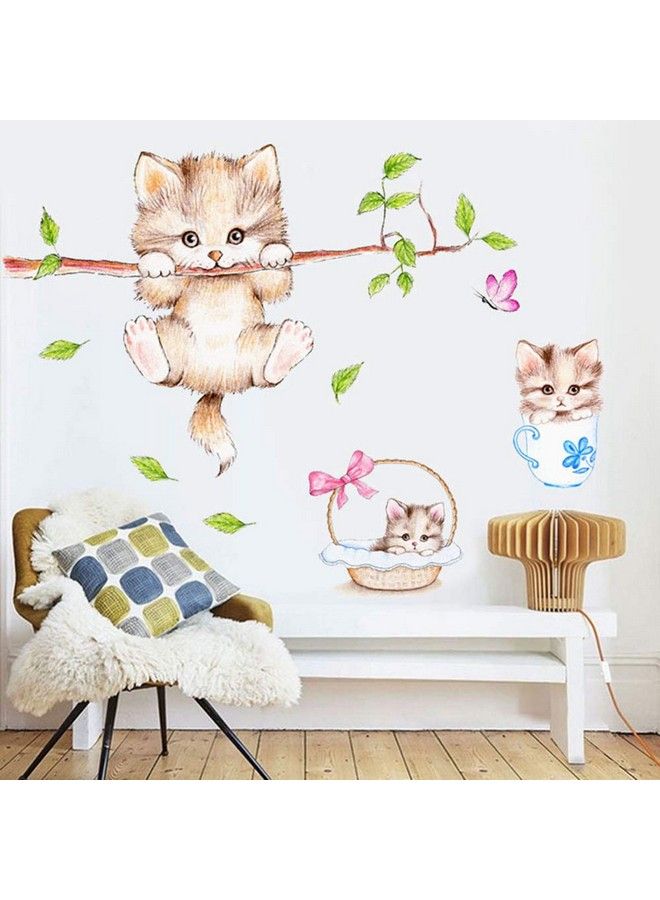 Kiddale Cute Cat Wall Decalsremovable Cat Tree Branches Butterfly Wall Stickers For Kids Rooms Nursery Playroom Home Decoration - Image 3