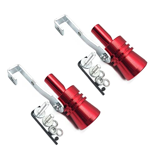 DEVMO 2pcs XL Size Aluminum Alloy Universal Turbo Sound Exhaust Muffler Pipe Whistle Car Roar Maker Red - Image 1