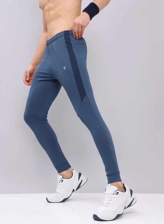 Technosport Technosport Men Blue Melange Slim Fit Track Pants