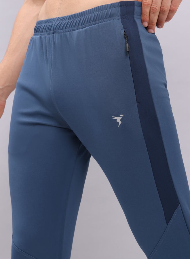 Technosport Men Blue Melange Slim Fit Track Pants - Image 4