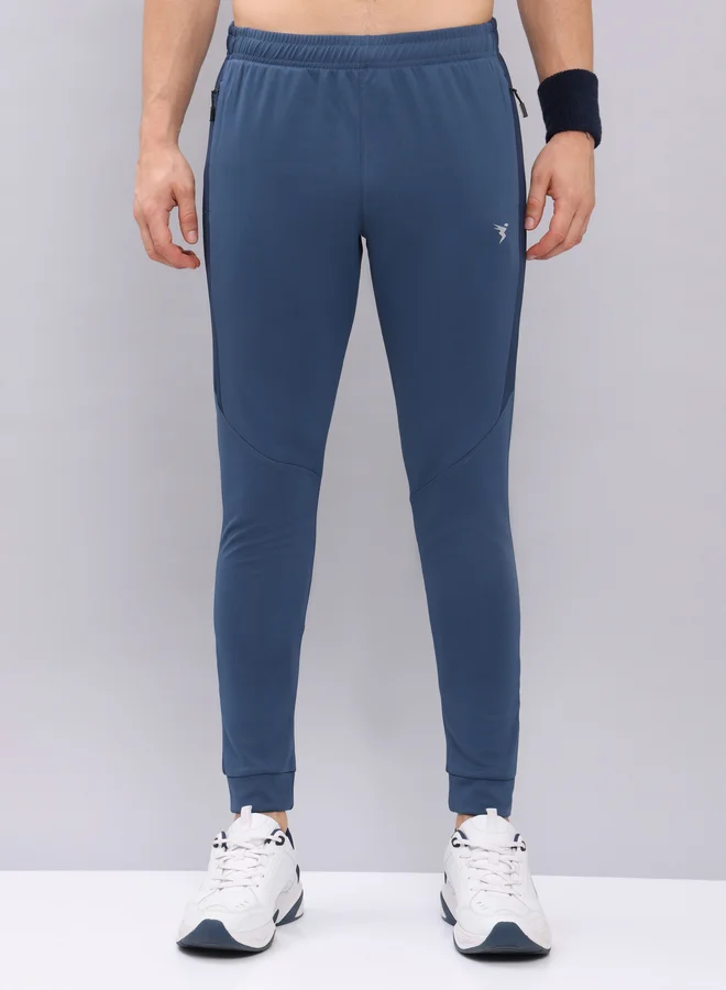Technosport Technosport Men Blue Melange Slim Fit Track Pants