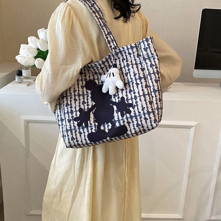 Fashionable Canvas Bag Women'S Bag 2025 Easiest For Match Shoulder Underarm Bag Casual Graffiti Tote Bag - Image 5