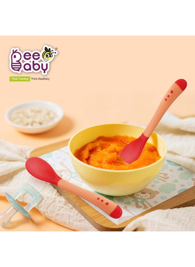 BeeBaby Heat Sensitive Baby Feeding Spoon Set, 100% BPA Free Food Grade Material with a Soft Heat Sensor Colour Changing Tip for Infant Weaning, Baby self-Feeding Utensils. (Pack of 2, Pink) - Image 5