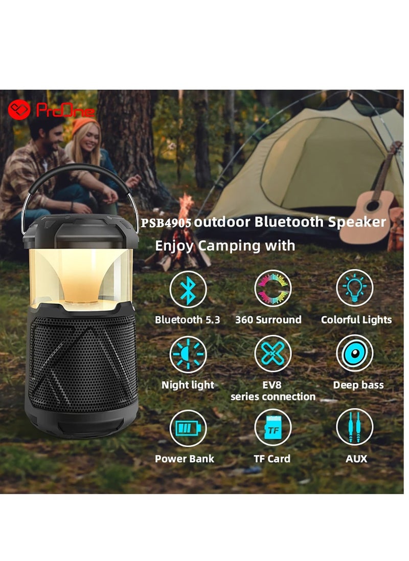 ProOne - Portable Wireless Speaker with Camping Lantern & Power bank, ProOne PSB4905, IPX5 Waterproof, 20W Power, Bluetooth 5.3, Power Bank Functionality - Image 1
