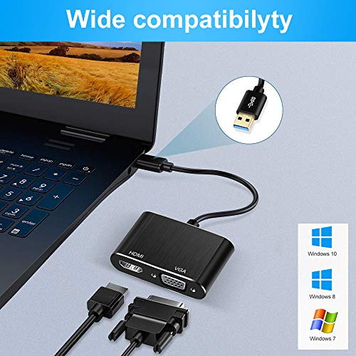 avedio links Tobo USB3.0 to HDMI VGA Adapter, avedio links 1 in 2 USB3.0 to 1080P HDMI VGA Converter, 5 Gbps SuperSpeed USB 3.0 Converter Support HDMI VGA Sync Output for Windows 10/8/7 Only (Black) - Image 5