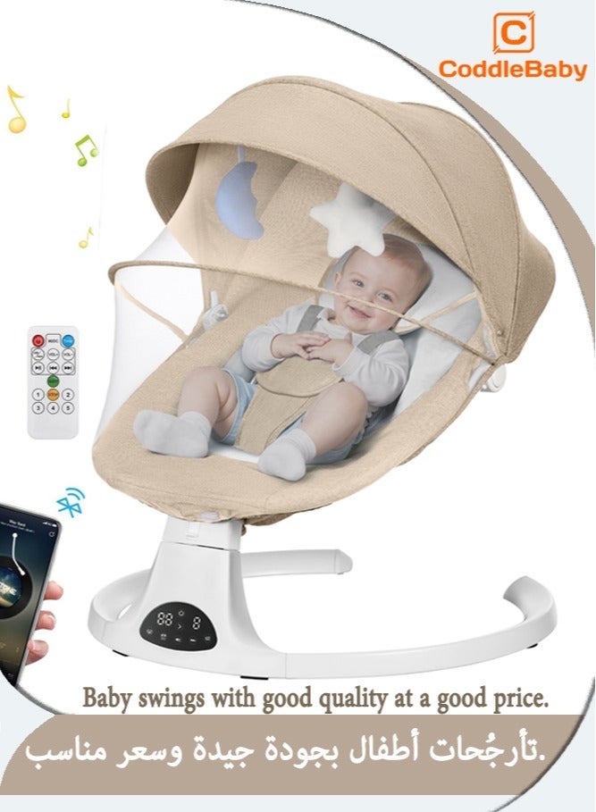 CoddleBaby Baby Swing for Infants - Portable Electric Baby Rocker with Music Speaker, 5 Swing Speed, Remote Control Bouncer for Newborns, Bluetooth Infant Swing for Indoor and Outdoor - Image 1