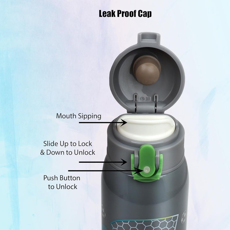 PROBOTT Probott Champ 390ml Thermoses Vacuum Insulated Flask, Stainless Steel Water Bottle for 3-5yrs Kids, Grey | Perfect for Toddlers | Leakproof | School, Picnic, Travel Cartoon Print Bottle for Kid  - Image 4