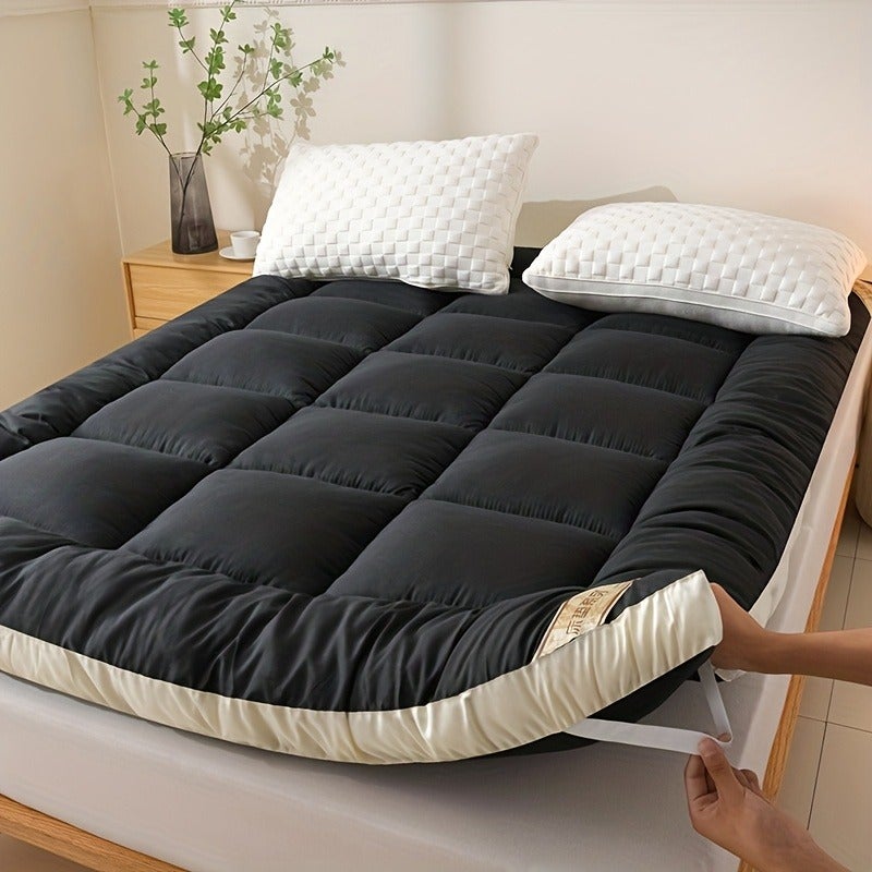 1pc Luxury Mattress Pad, Instant Warmth Winter Cold Protection, Ultra-Soft Comfortable Thickened Warm Mat, Corner Straps, 3D Quilted Mattress Protector, Skin-Friendly Breathable, Fluffy, Fall Winter Choice, Single Double Bed Cover Large Size - Image 3