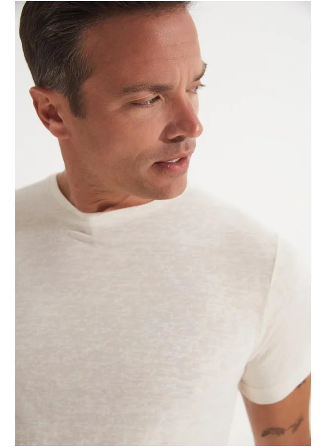 جون June Men's Linen Look Crew Neck Tshirt