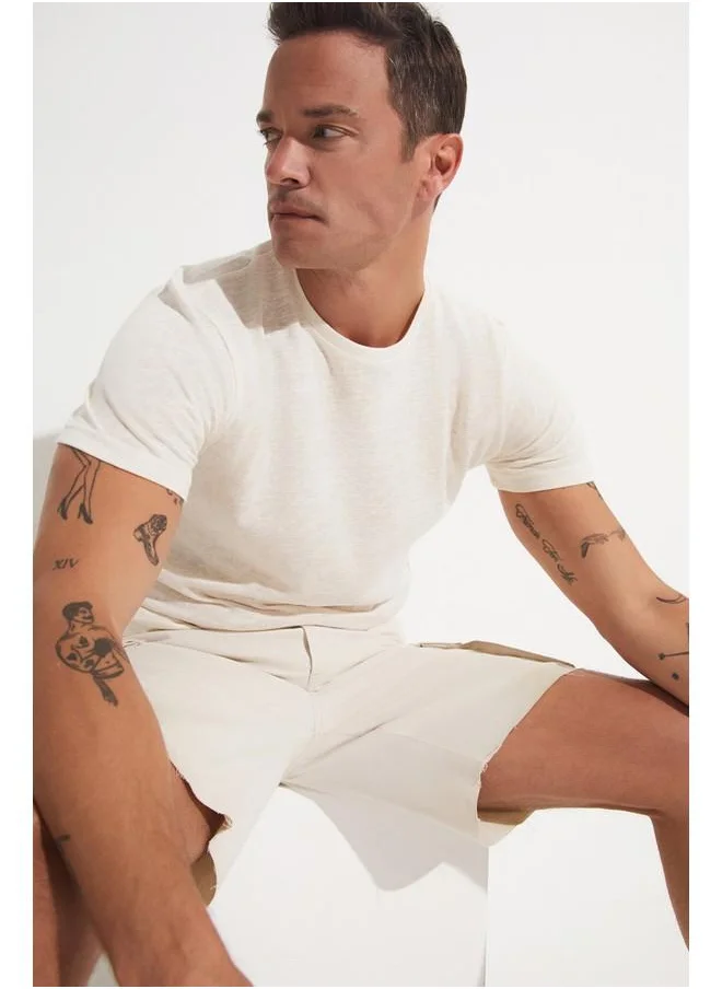 جون June Men's Linen Look Crew Neck Tshirt