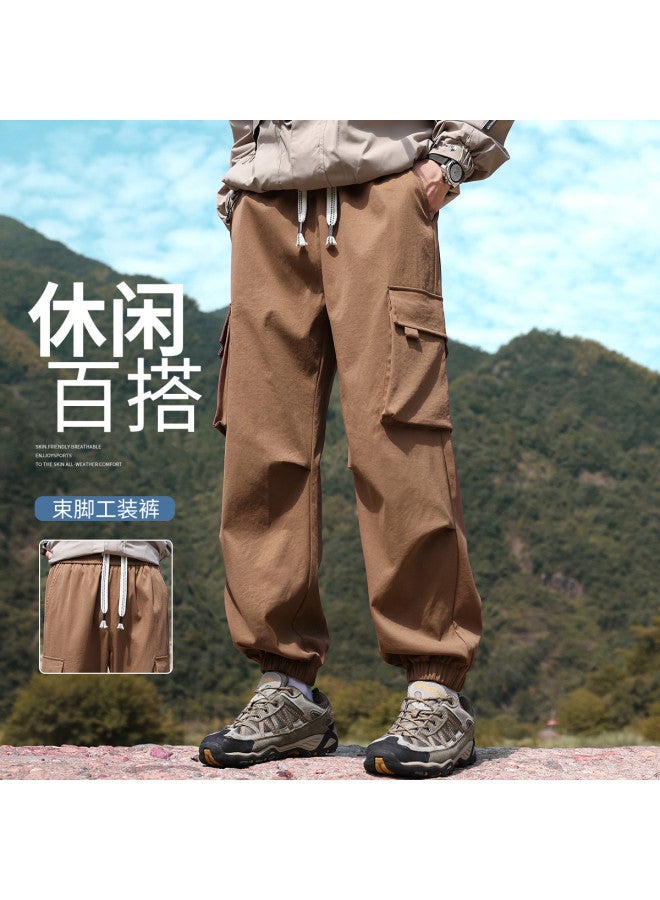 Baleno American High Street Retro Cuffed Cargo Pants For Men - Stylish Large Pocket Parachute Pants, Summer Versatile Casual Trousers - Image 3