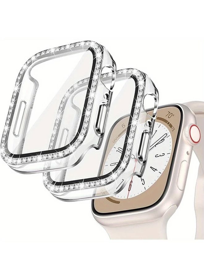 44mm Clear Diamond Bling Case For Apple Watch Series 10 9 8 7 6 5 4 SE With Tempered Glass Screen Protector - Image 1