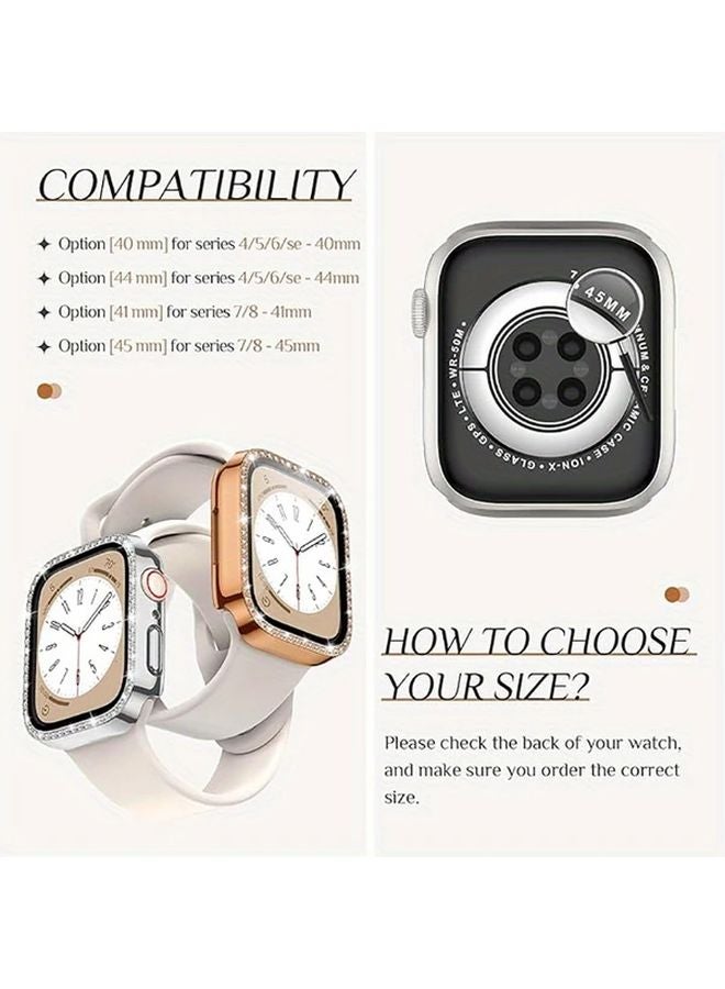 44mm Clear Diamond Bling Case For Apple Watch Series 10 9 8 7 6 5 4 SE With Tempered Glass Screen Protector - Image 5
