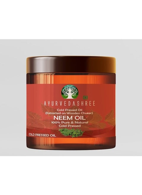 Cold Pressed Neem Oil 100 ML, 3.38 fl oz. | Extracted on Wooden Churner with Traditional Method to Sustain maximum nutrition, Cold-Pressed, 100% Pure & Natural