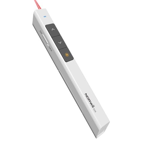 Norwii N26 Wireless Presentation Clicker, Presentation Remote, PowerPoint Clicker with Pointer for PowerPoint Presentations, Power Point Clicker Wireless Presenter - White - Image 1