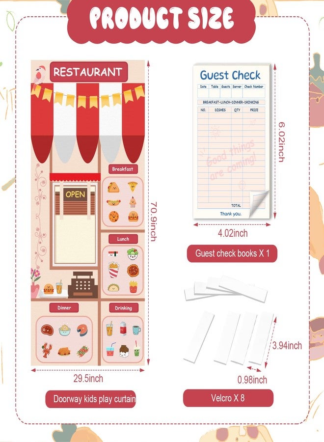 WANGDEFA Kids Play Restaurant Tent 29.5x70.9 Inch Doorway Kids Pretend Play Sets Puppet Show Theater with Drawstring Bag Includes Guest Check Books 30Sheets/Pack for Educational Kid Activities - Image 2
