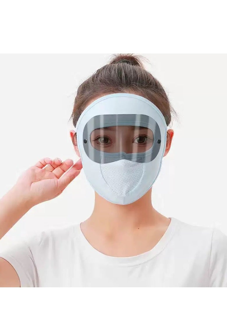 Sunscreen Mask With Lens, Ice Silk Mask, Cycling Mask, Full Face, Dust Proof, Breathable, Pink  - Image 1