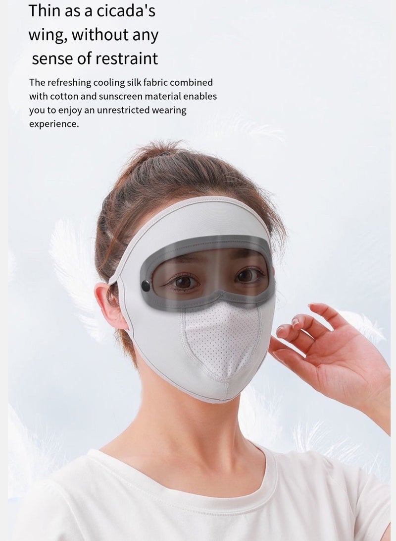 Sunscreen Mask With Lens, Ice Silk Mask, Cycling Mask, Full Face, Dust Proof, Breathable, Pink  - Image 4