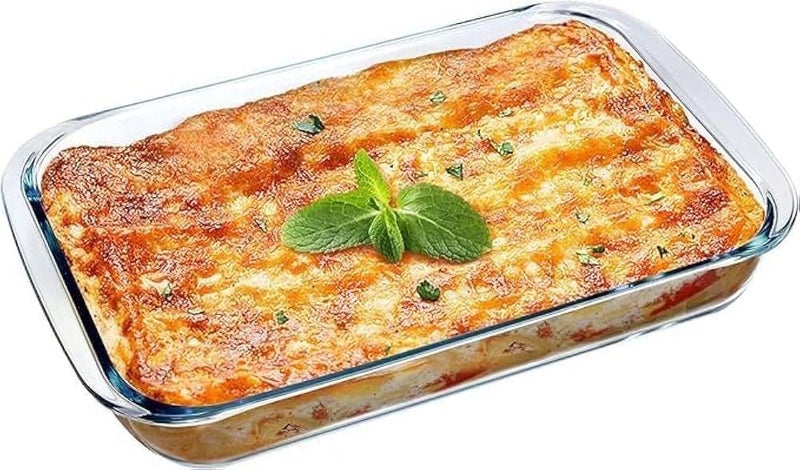 RIVERFAB Borosilicate Glass Baking Dish | Microwave Safe, Baking Tray for Microwave Oven I Oven Safe Cookware I Baking Dish for Oven I Transparent Serving Bowl I Glass Bowl (BAKING TRAY 1600ML PACK OF 1) - Image 1