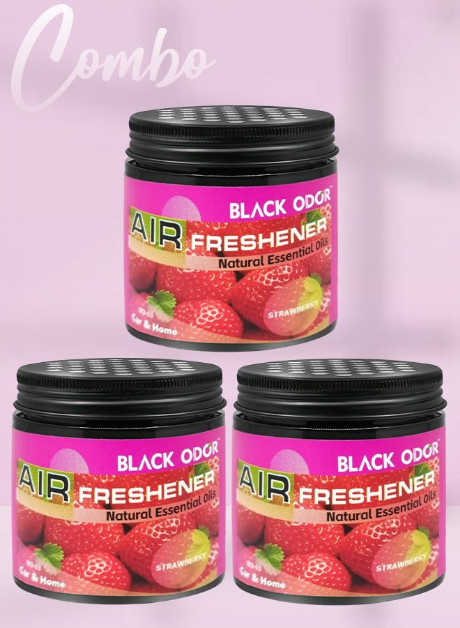 Combo Black Odor 180g 3 Strawberry Car Air Freshener Long Lasting Refreshing and Premium Fragrance for Cars  BO-03 3pcs  - Image 1