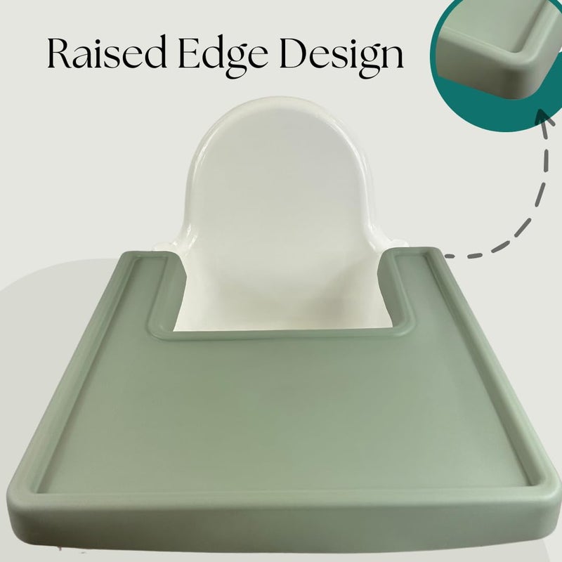 belltop Alimos High Chair Baby Mat Tray Made for IKEA ANTILOP BPA Free Accessories Full Cover Silicone Placemat Dishwasher Safe (Sage) - Image 2