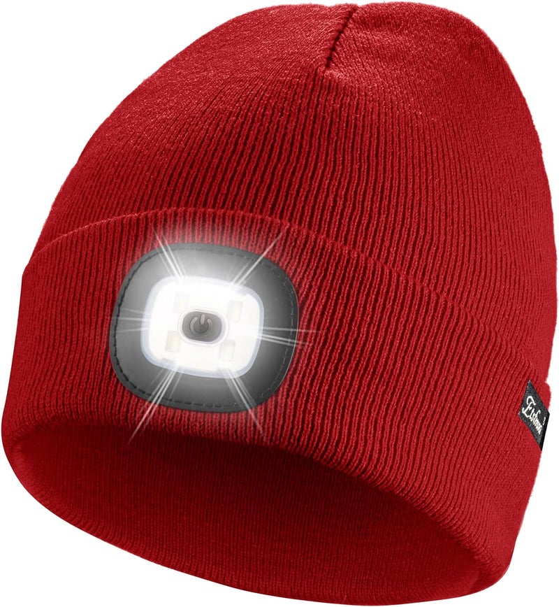Etsfmoa Store Unisex Beanie with The Light Gifts for Men Dad Father USB Rechargeable Caps - Image 1