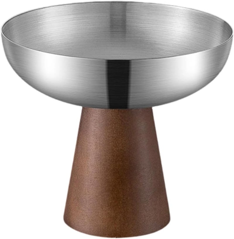 Stainless Steel Dessert with Wooden Base Elegant High Ice Cream Bowl Great for Family Gatherings Feeling Fashion Dessert Cup - Image 1