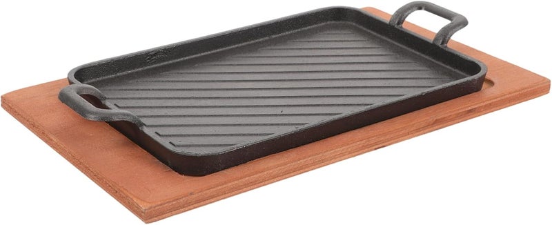 POPETPOP 1set Heavy-duty Iron Griddle for Indoor and Outdoor Cooking Nonstick for Bbq Camping and Grilling Fish Steaks and Vegetables - Image 1