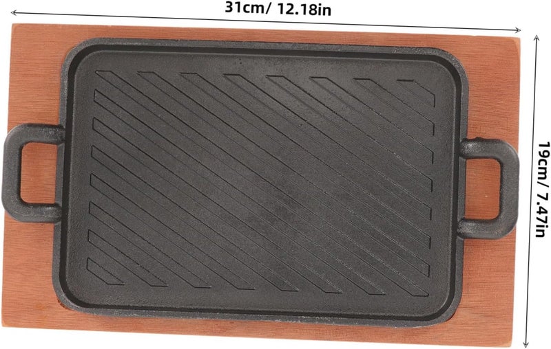 POPETPOP 1set Heavy-duty Iron Griddle for Indoor and Outdoor Cooking Nonstick for Bbq Camping and Grilling Fish Steaks and Vegetables - Image 2