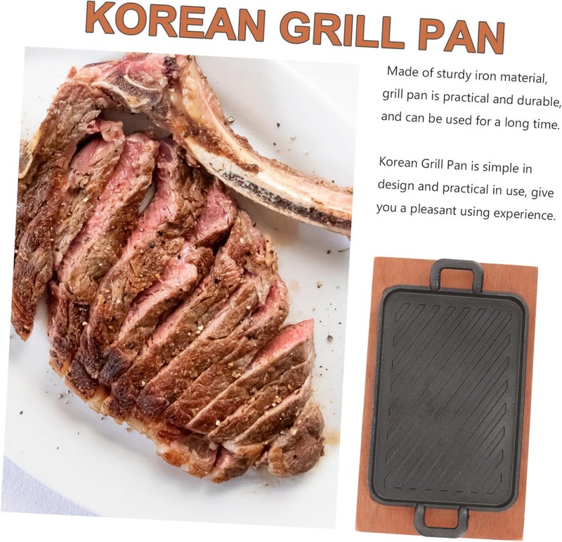 POPETPOP 1set Heavy-duty Iron Griddle for Indoor and Outdoor Cooking Nonstick for Bbq Camping and Grilling Fish Steaks and Vegetables - Image 5