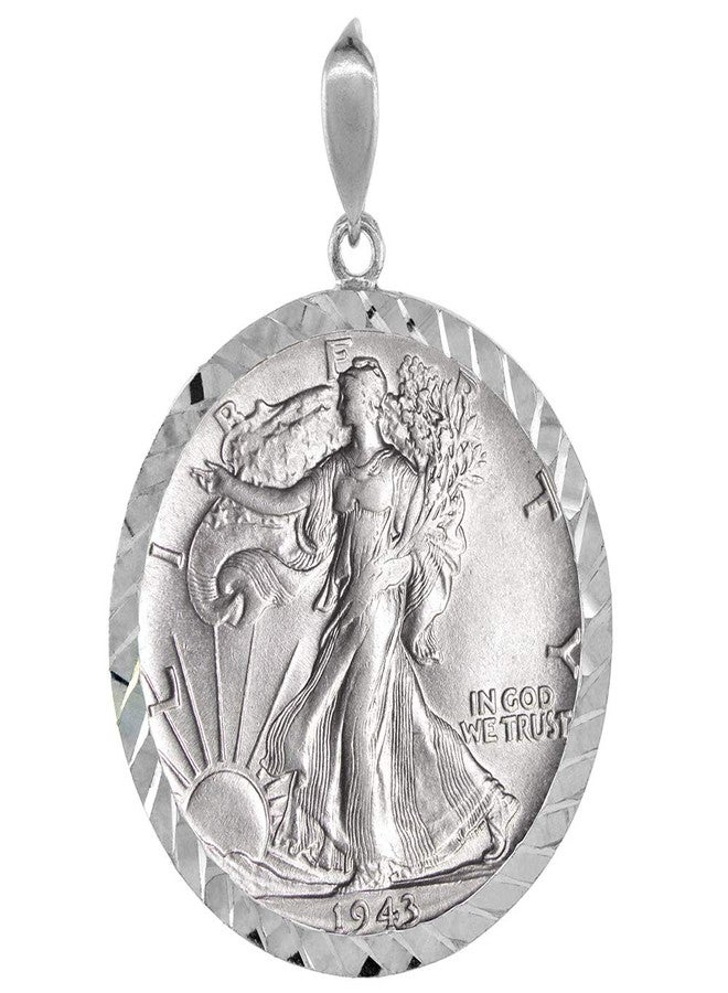 سابرينا سيلفر إطار من الفضة الإسترلينية المصقولة بالألماس لعملات نصف دولار، قطر 30 مم، ظهر شوكي، عملة 50 سنتًا غير متضمنة - Image 1