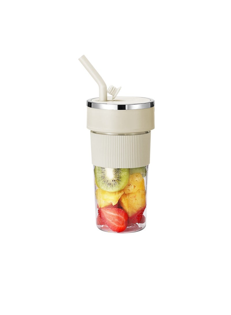 Portable Wireless Juicing Cup - 350ml Electric Sports Blender with 6 Stainless Steel Blades, USB Rechargeable, Dual Speed, Direct Drinking & Ice Crushing, Large Capacity Juice Maker for Home Office Travel Fitness（K1-White）  - Image 1
