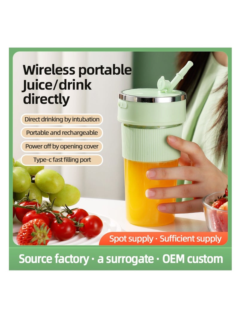 Portable Wireless Juicing Cup - 350ml Electric Sports Blender with 6 Stainless Steel Blades, USB Rechargeable, Dual Speed, Direct Drinking & Ice Crushing, Large Capacity Juice Maker for Home Office Travel Fitness（K1-White）  - Image 5