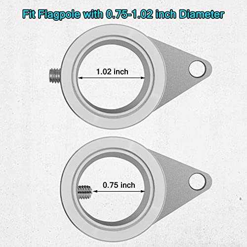 Anovo Flag Pole Rings, Aluminum Alloy Flagpole Rings 360° Rotating Anti Wrap Mounting Ring, Spinning Clips with Carabiner for 0.75-1.02 Inch Diameter- Pack of 2 (Matte Silver) - Image 5