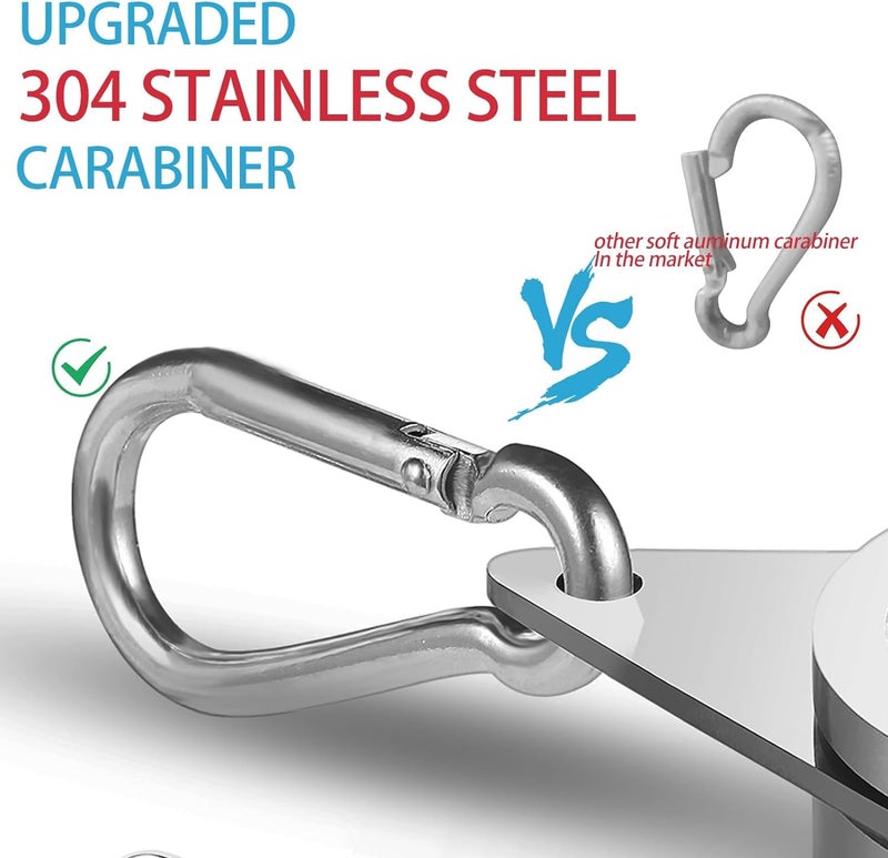 Anovo Flag Pole Rings, Aluminum Alloy Flagpole Rings 360° Rotating Anti Wrap Mounting Ring, Spinning Clips with Carabiner for 0.75-1.02 Inch Diameter- Pack of 2 (Matte Silver) - Image 3