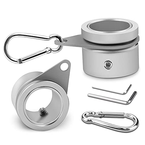 Anovo Flag Pole Rings, Aluminum Alloy Flagpole Rings 360° Rotating Anti Wrap Mounting Ring, Spinning Clips with Carabiner for 0.75-1.02 Inch Diameter- Pack of 2 (Matte Silver) - Image 1