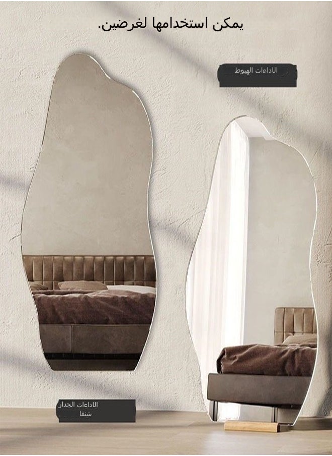 C&C Home Modern Design Full Length Mirror Borderless Standing Hanging Large Bedroom Mirror Floor Mirror Dressing Mirror Wall-Mounted Mirror with Wood Base 50 x 160 Centimeter  - Image 5